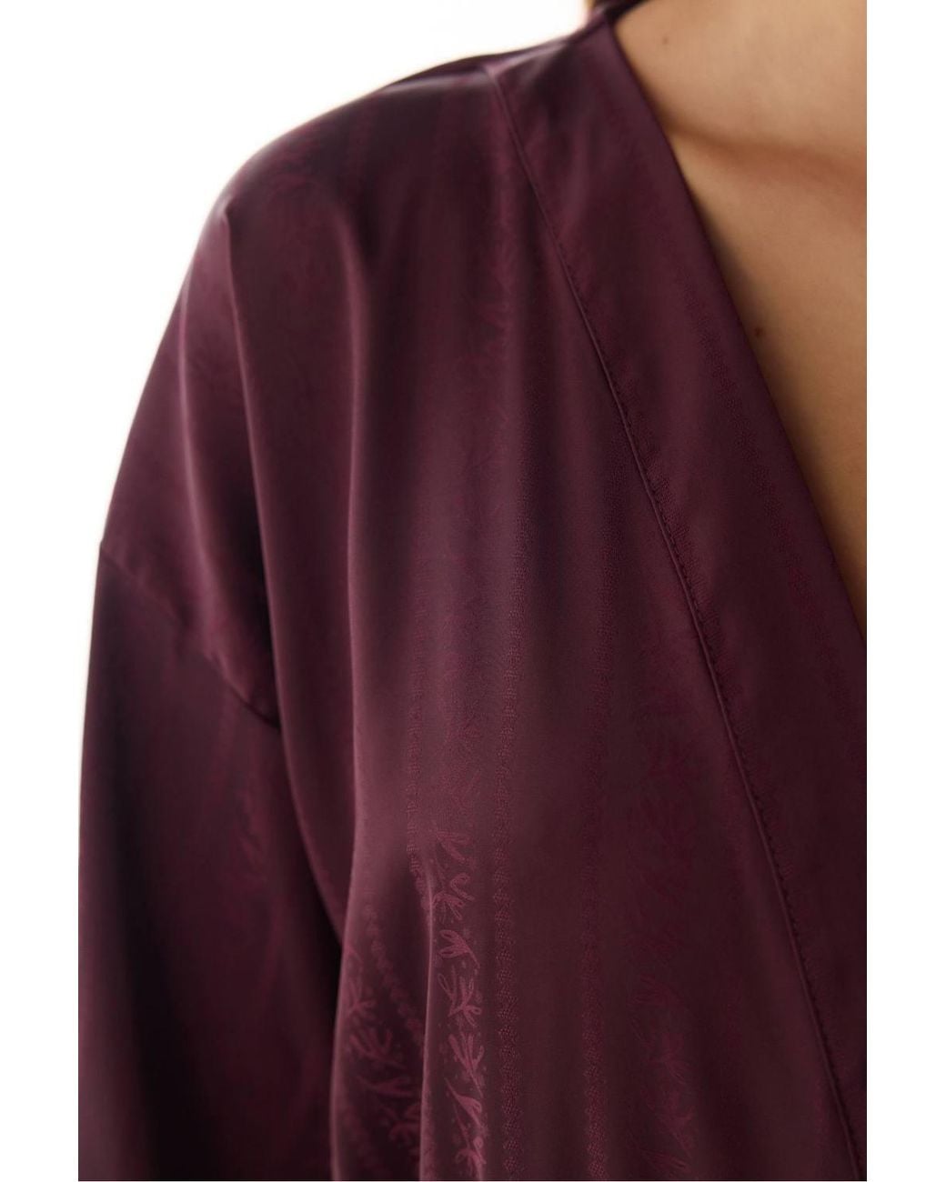 Penti Purple Aurora Floral-Sleeve Satin Robe
