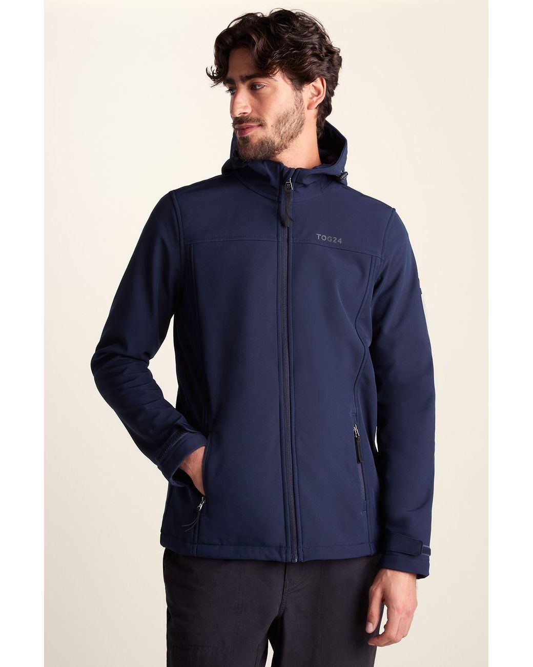 TOG24 Blue 'Feizor' Shower Resistant Softshell Hooded Jacket for men