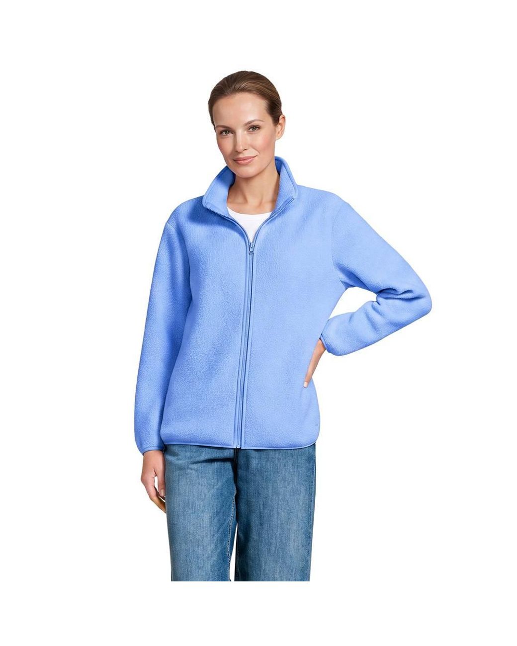 Lands' End Blue Sherpa Fleece Full Zip Jacket