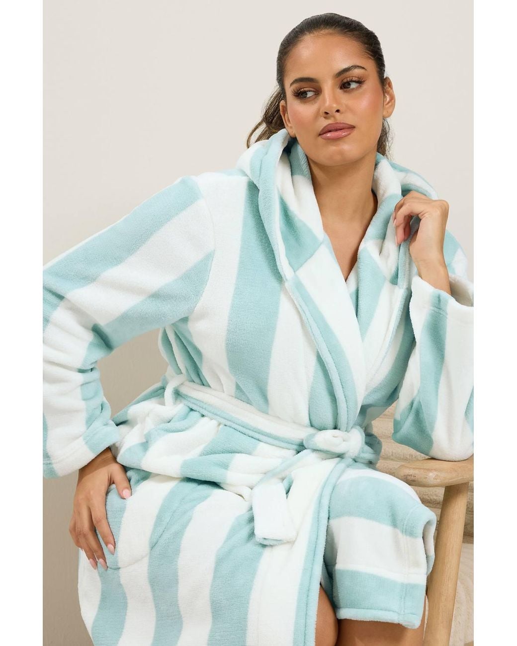 Yours Blue Striped Dressing Gown