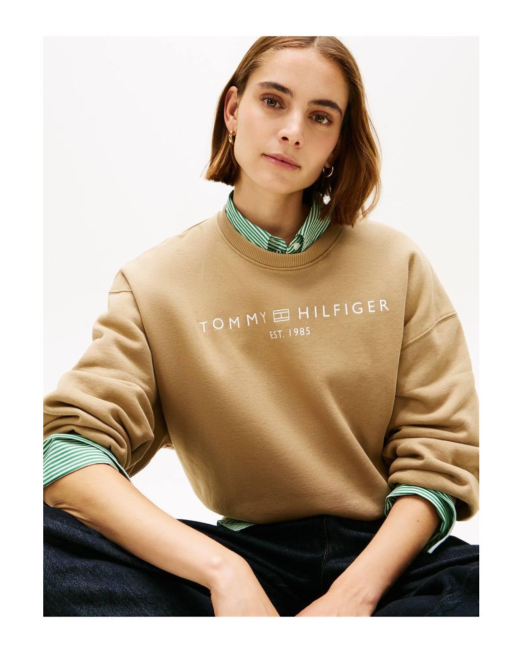 Tommy Hilfiger Natural Corp Logo Modern Sweatshirt