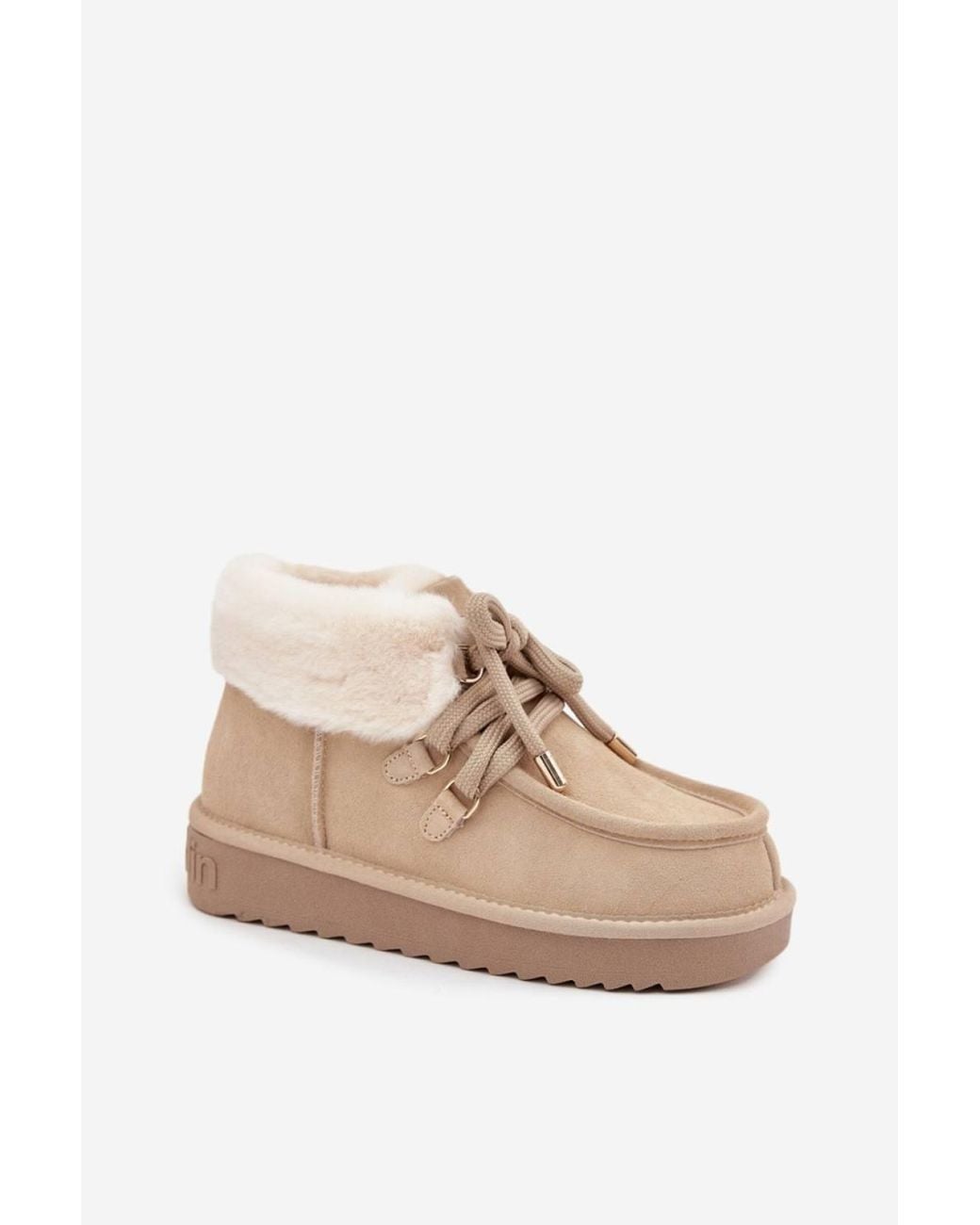 Love Lace Natural Platform Slip-On Suede Snow Boots