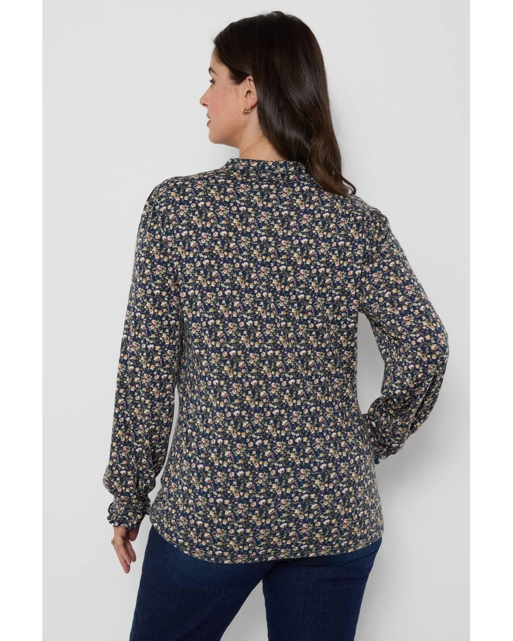 Joe Browns Blue Floral Print Button Through Jersey Top