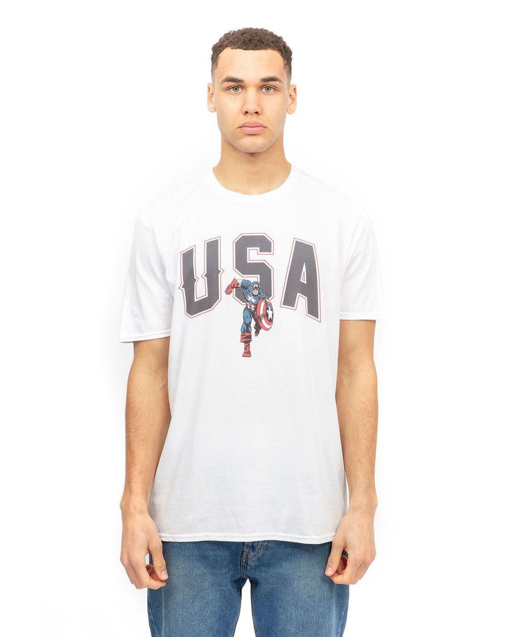 Marvel White Usa Cotton T-Shirt for men