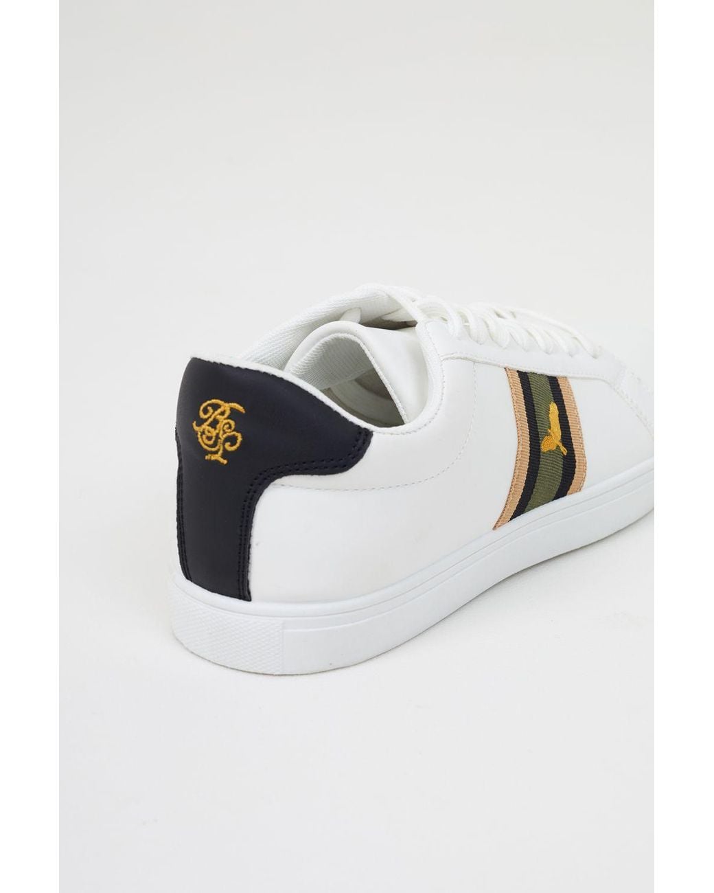 Brave Soul White Pu Lace Up Trainers for men