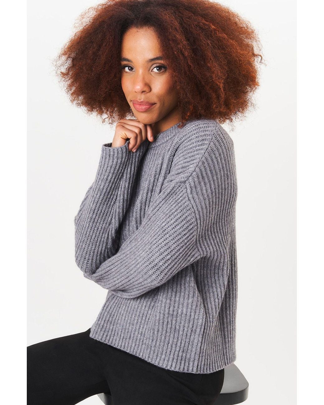 Gini London Gray Chunky Knit Oversized Jumper