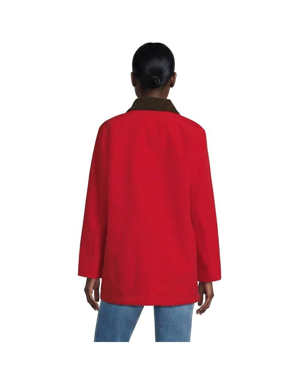 Lands' End Red Waterproof Squall Jacket With Corduroy Collar