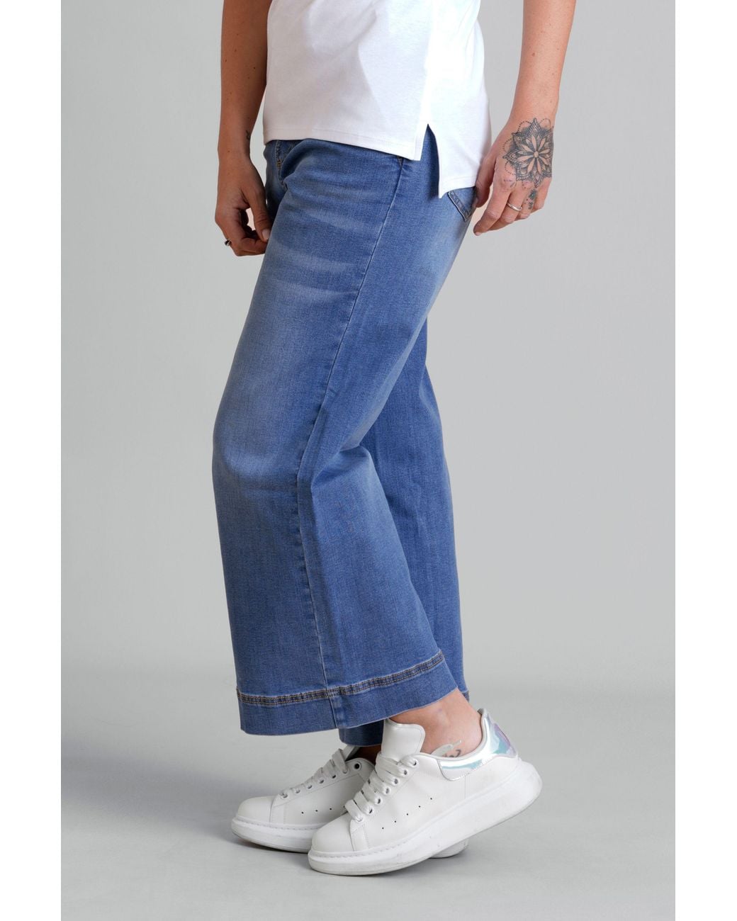 Enorsia Blue Wide Leg Culottes Jeans