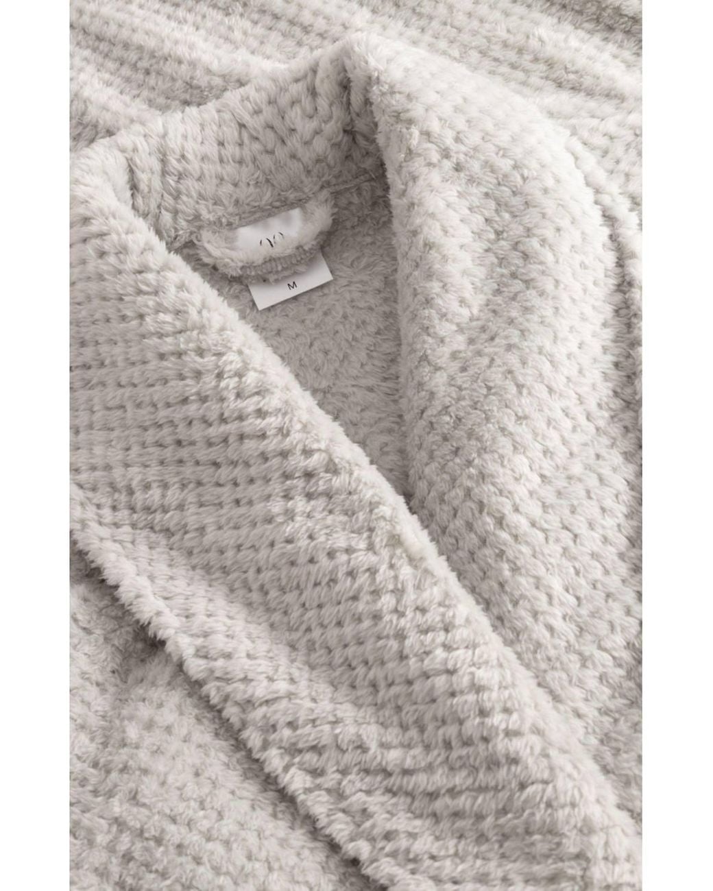 KDMD Gray Long Shawl Collar Knit Bathrobe With Pockets