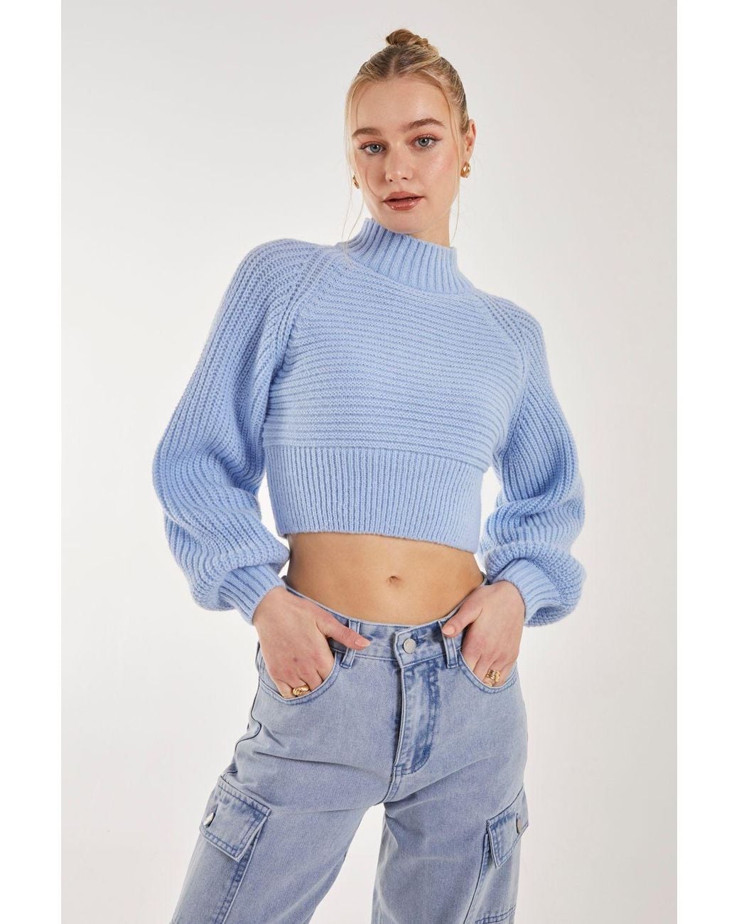 Pink Vanilla Blue High Neck Knitted Jumper