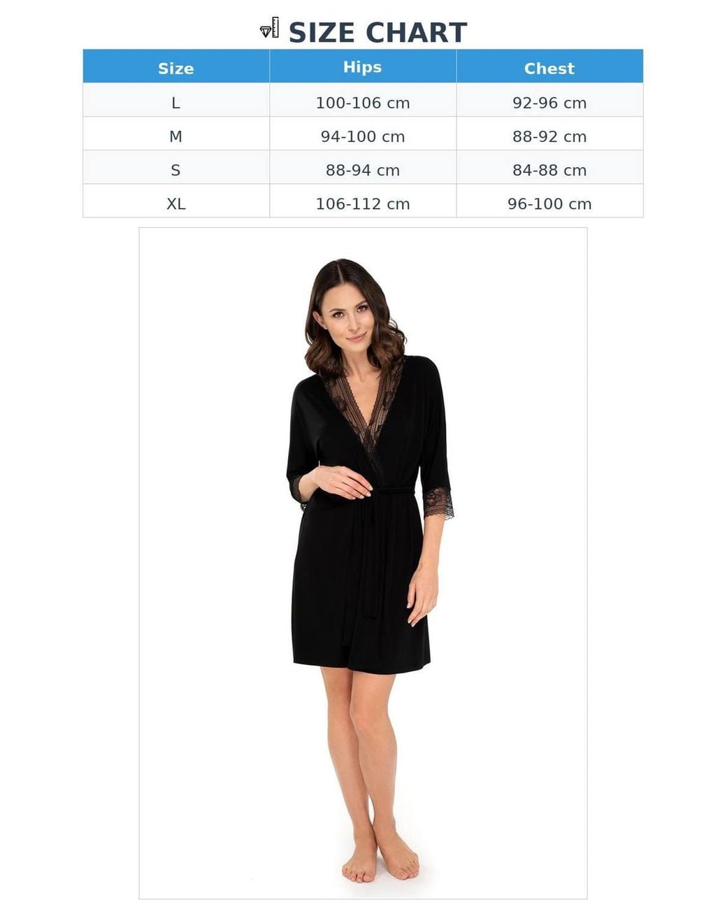 KDMD Black Elegant Lace Belter Negligee Evening Robe