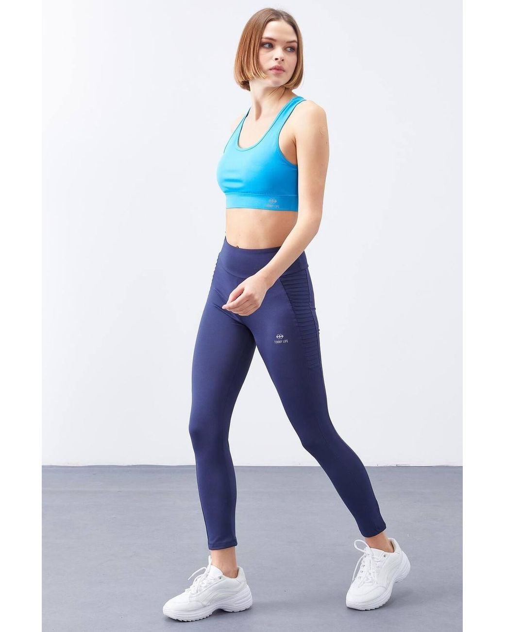 TOMMY LIFE Blue High-Waist Slim-Fit Leggings