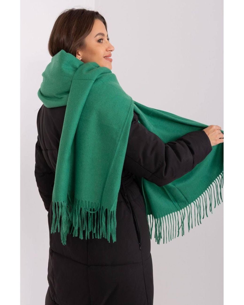Love Lace Green Warm Long Decorative Tassel Scarf For Winter 196 Cm Length
