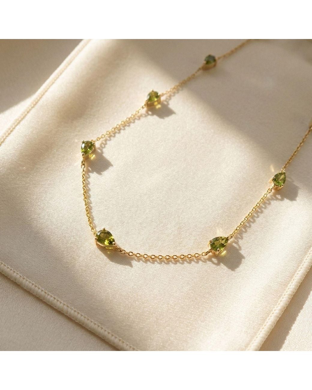 Harfi Natural Peridot August Birthstone Minimalist Vermeil Plated Necklace