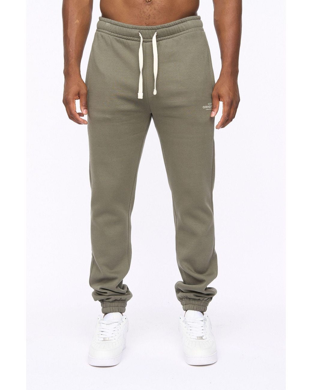 Crosshatch Green Mappedout High-Build Graphic Logo Joggers With Branded Back Pocket for men