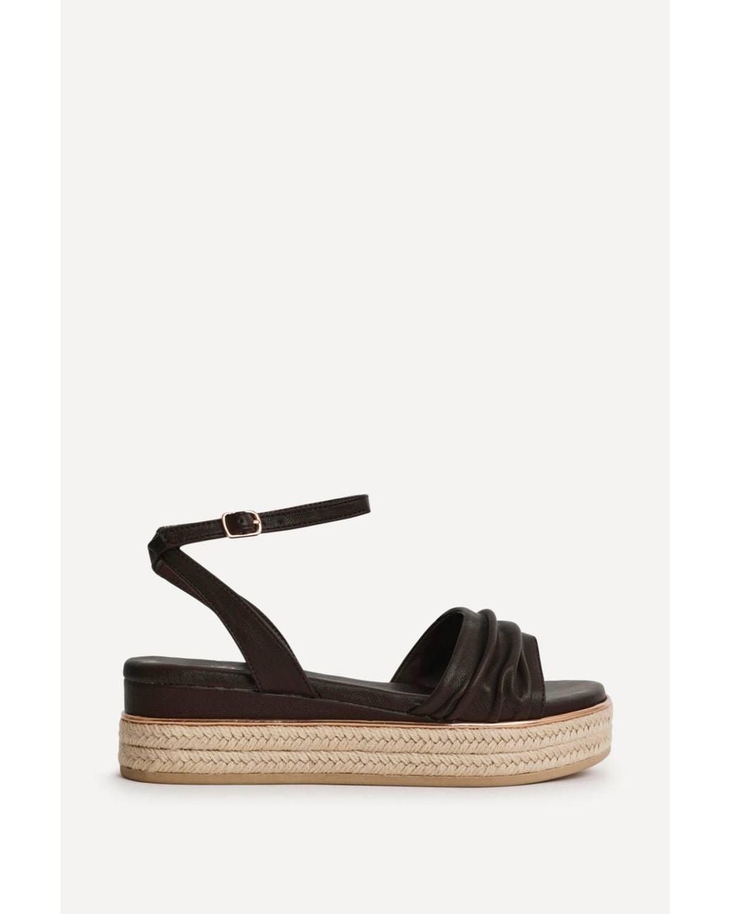 Linzi Black Dazed Faux Leather Flatform Sandals