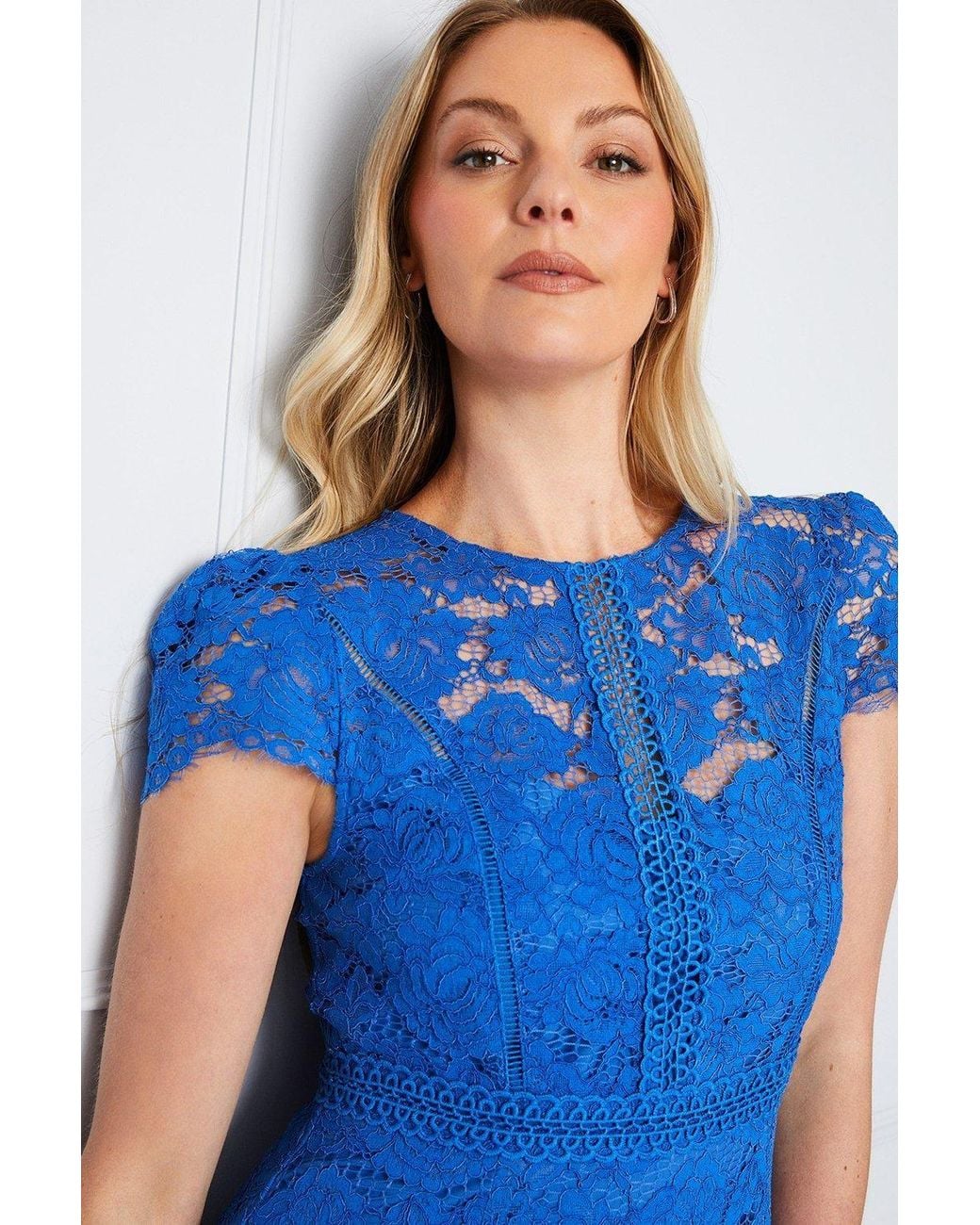 Wallis Blue Lace Fit & Flare Midi Dress