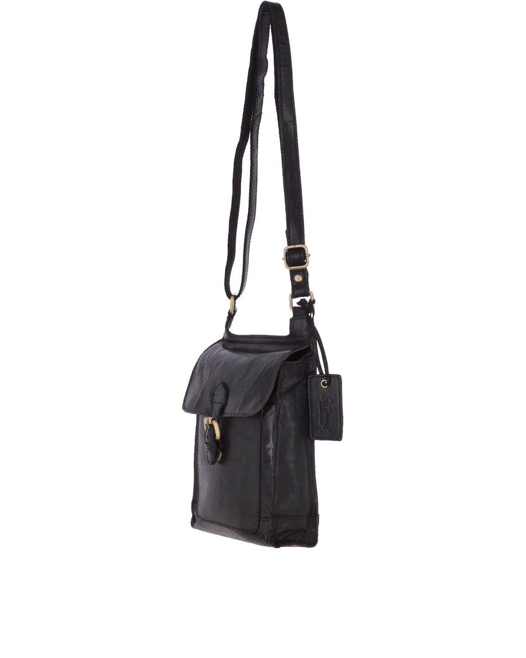 Ashwood Leather Black Vintage Small Leather Travel Shoulder Bag