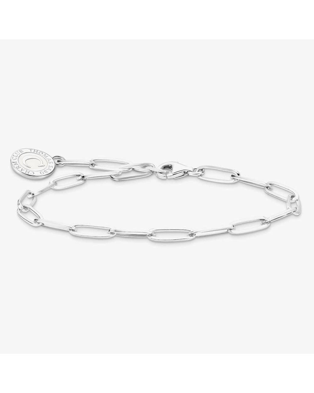 Thomas Sabo White Cold Enamel Long Link Charm Bracelet X0286-007-21 19Cm