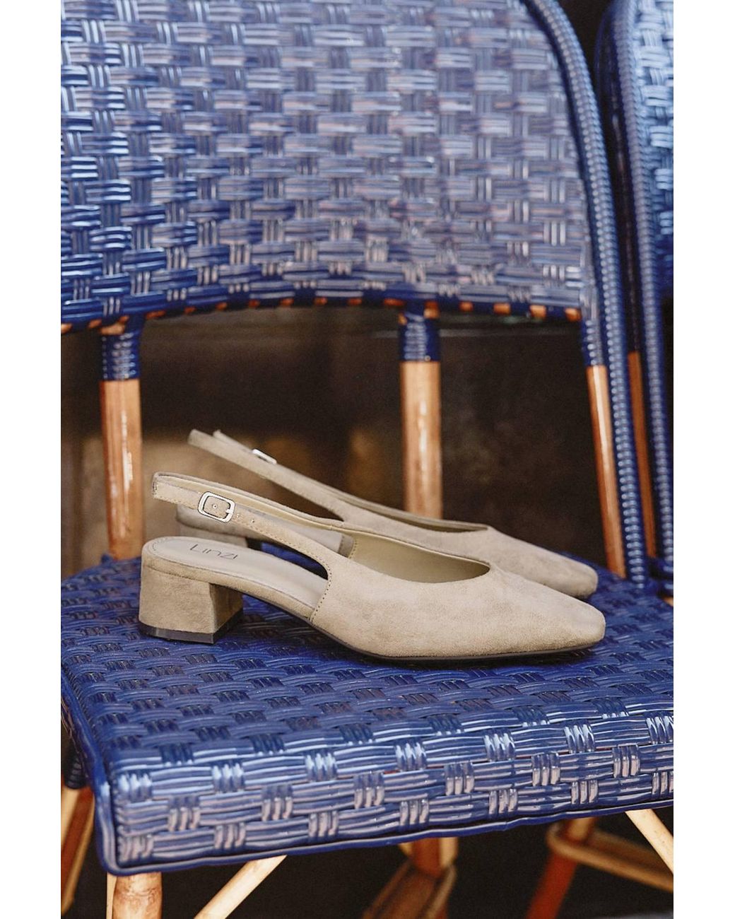 Linzi Natural Aire Faux Suede Slingback Court Heels