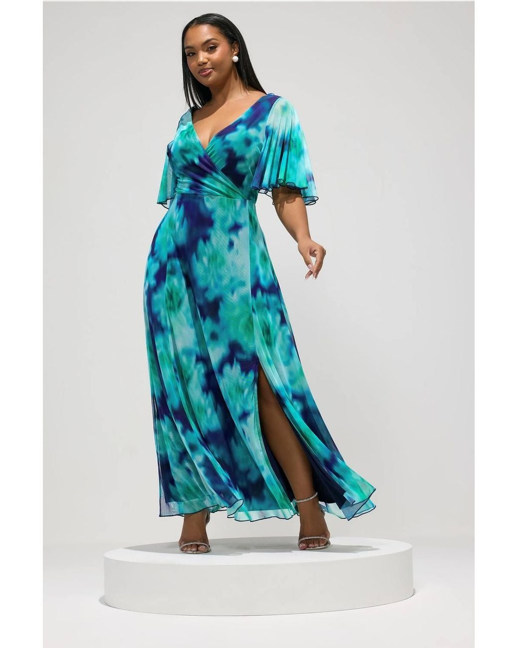 Yours Blue Blurred Abstract Maxi Dress