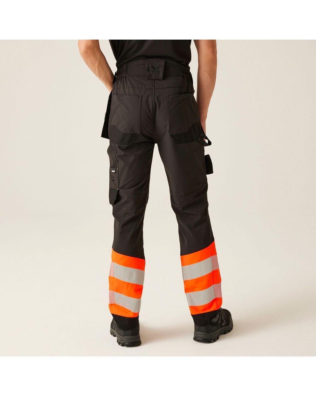 Regatta Black Hi-Vis X-Pro Stretch Holster Work Trousers for men