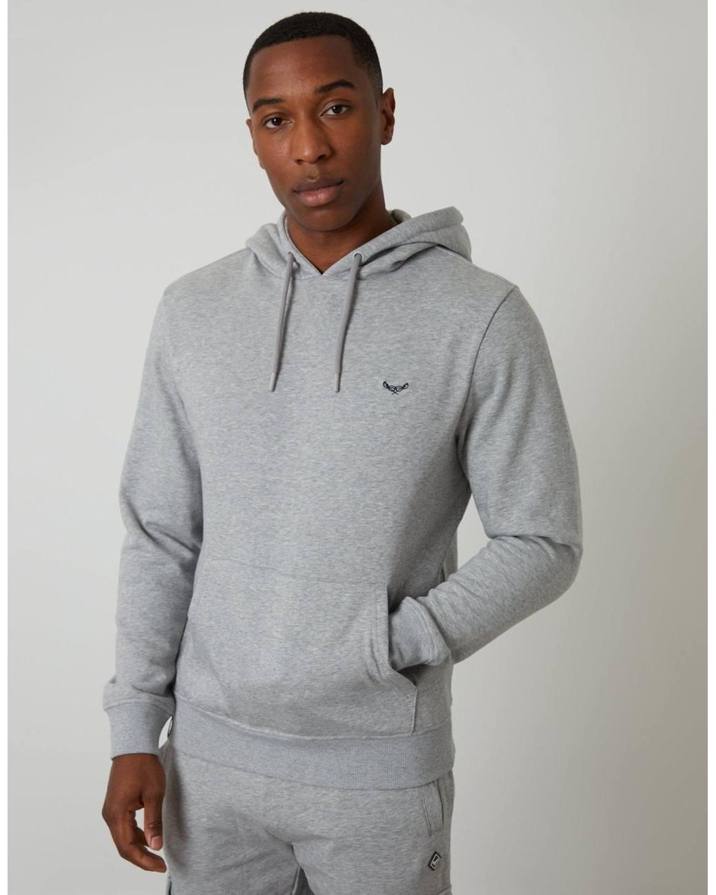Threadbare Gray Cotton Blend 'Clementine' Hoody for men