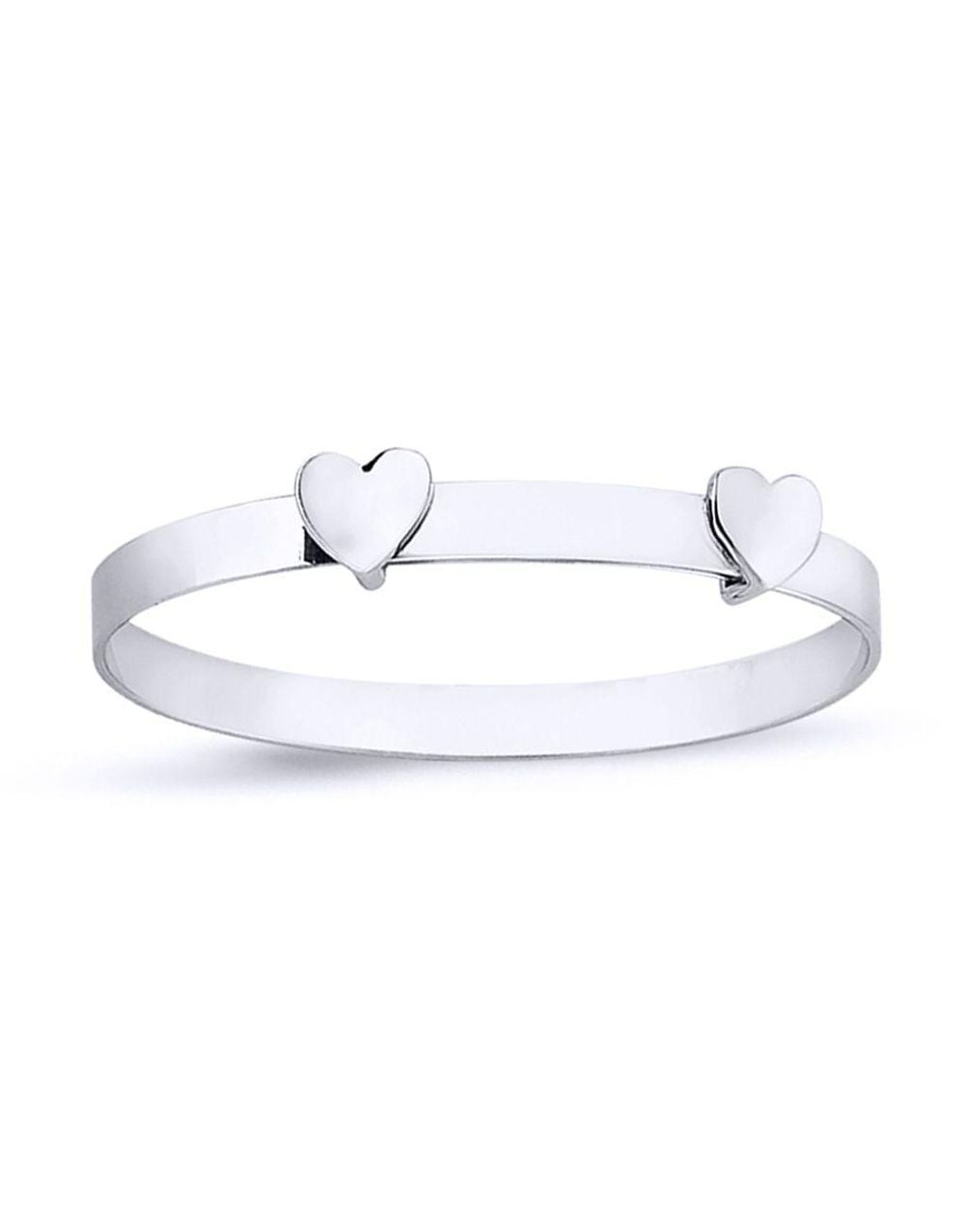 Jewelco London White Sterling Twin Love Hearts Expandable Baby Bangle Bracelet