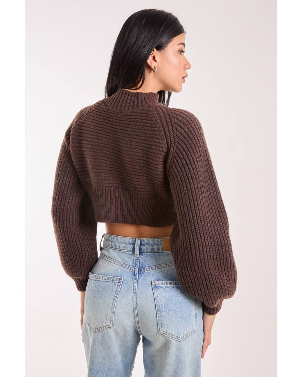 Pink Vanilla Brown High Neck Knitted Jumper