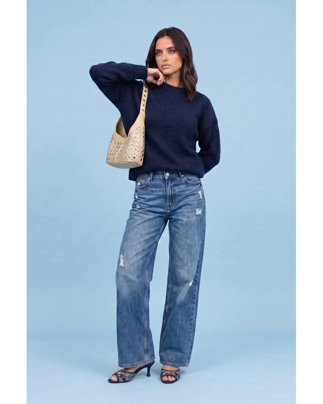Urban Bliss Blue Wool Blend Longline Jumper