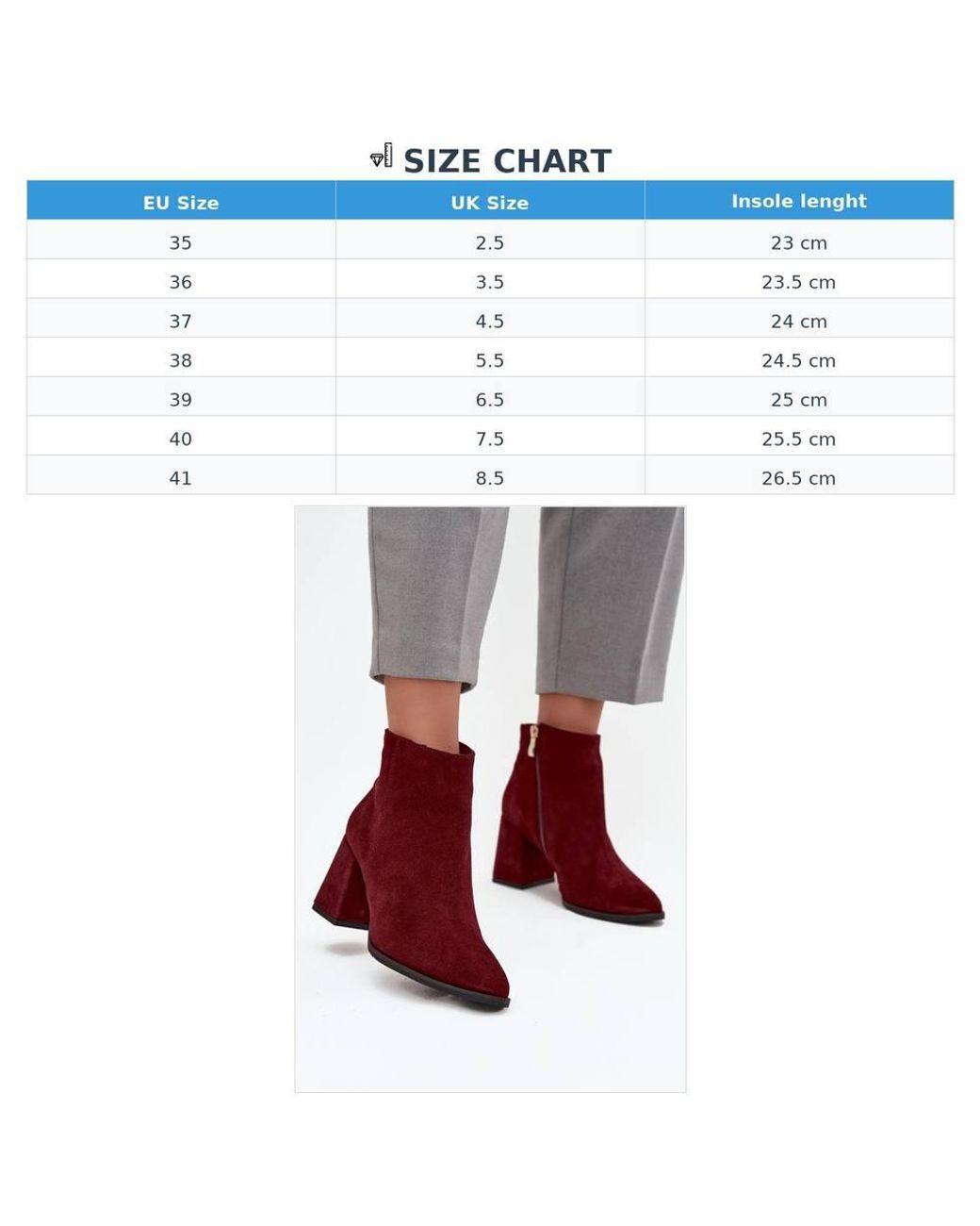 Love Lace Red Block Heel Warm Lined Suede Ankle Boots
