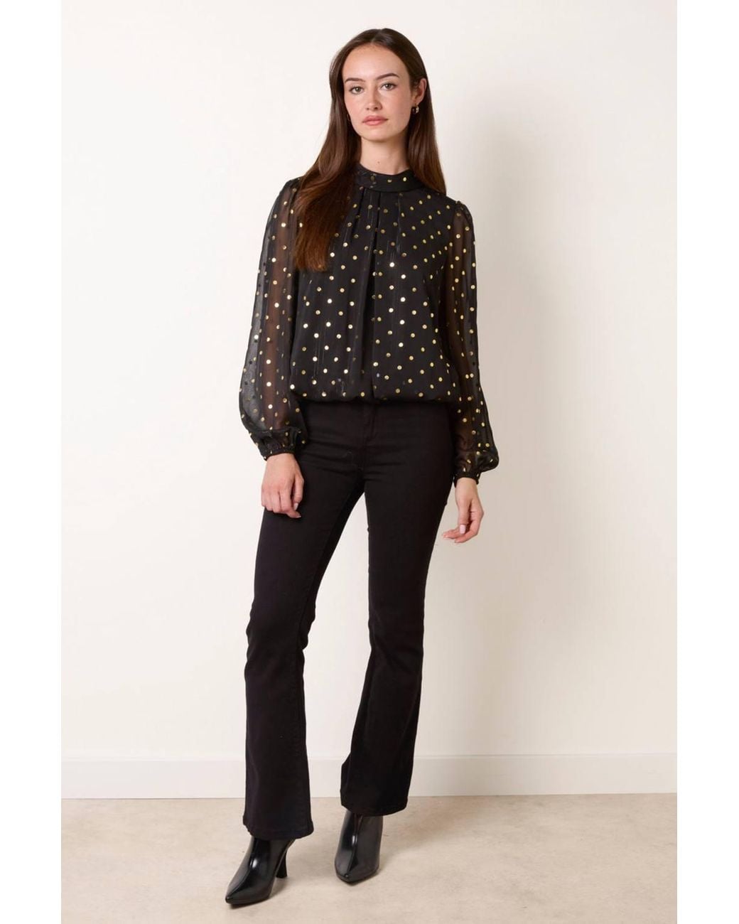 Blue Vanilla Black Long Sleeve Turtleneck Blouse
