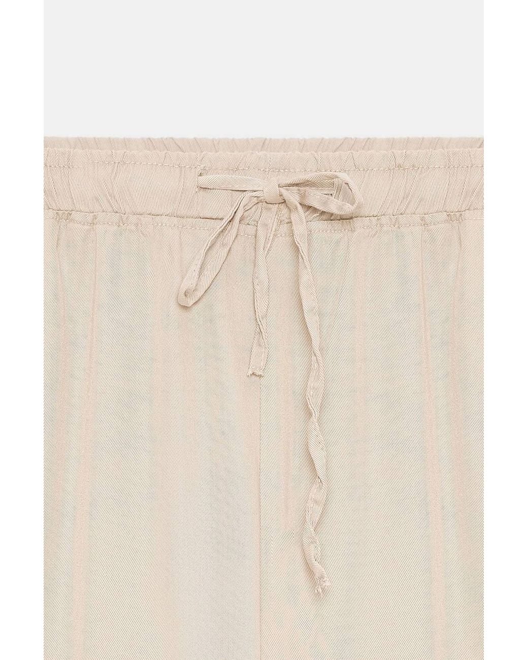 Dilvin Natural Tencel Wide-Leg Crepe Trousers With Slit