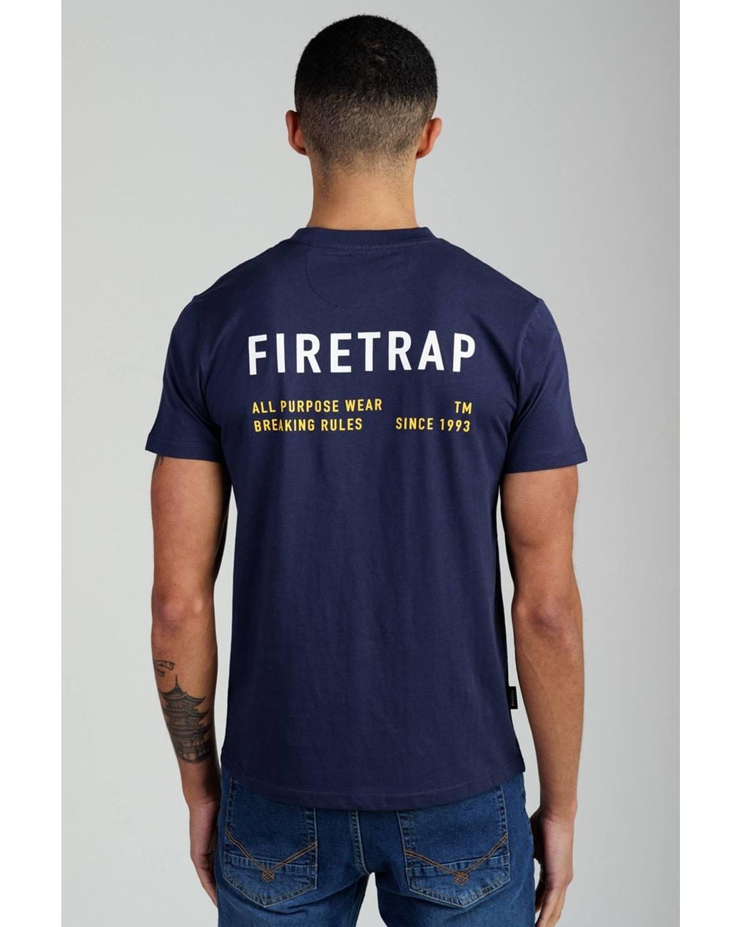 Firetrap Blue 3 Pack Regular Fit Cotton Crew T-Shirts for men