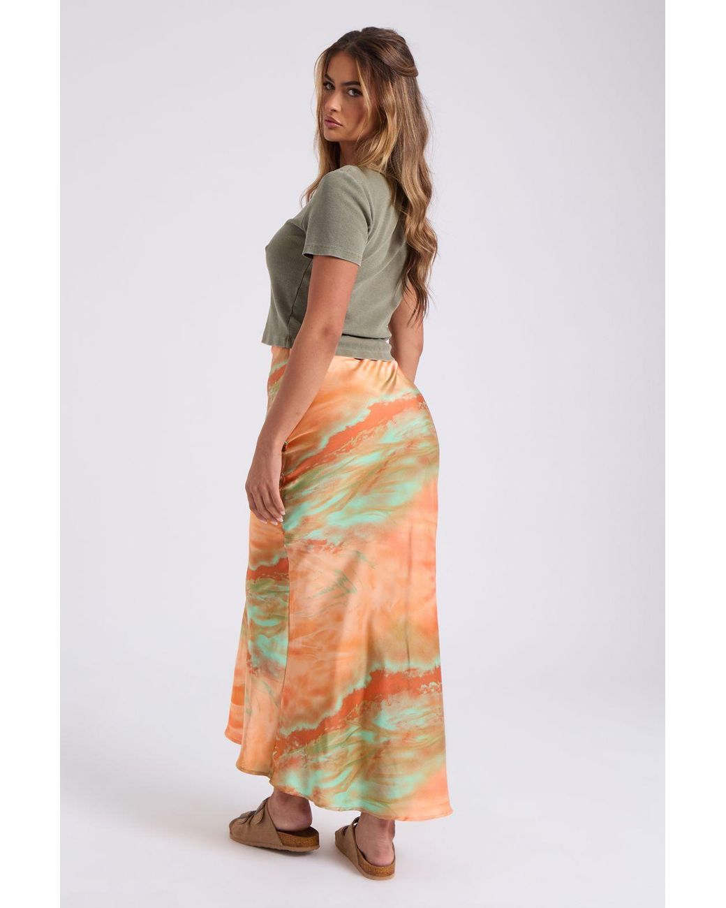 Urban Bliss Orange Tie Dye Bias Maxi Skirt