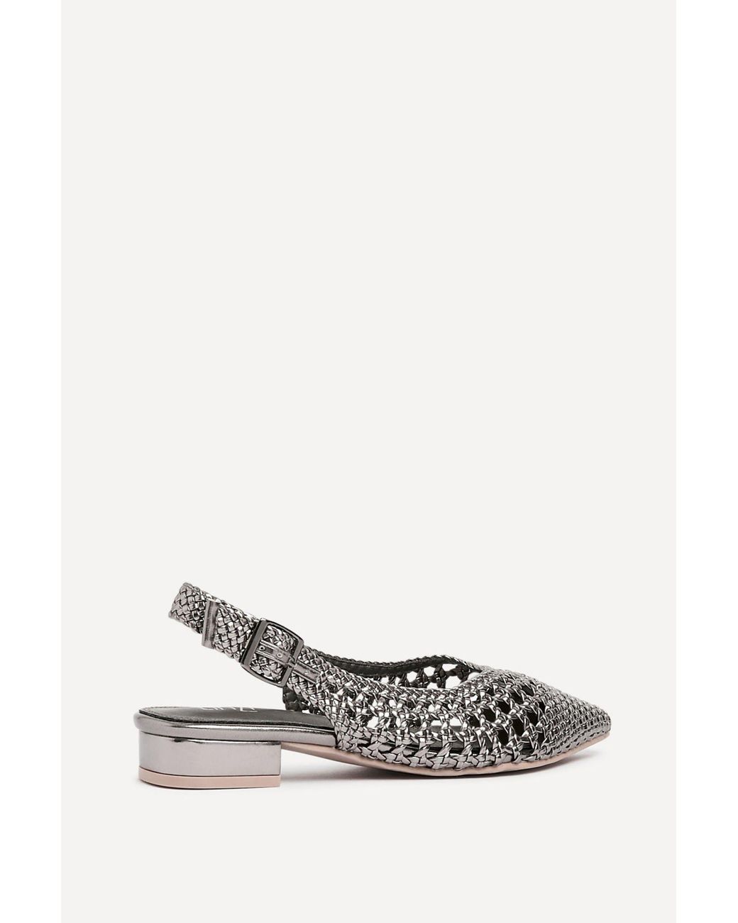 Linzi White Carolina Pewter Faux Leather Ballet Flats