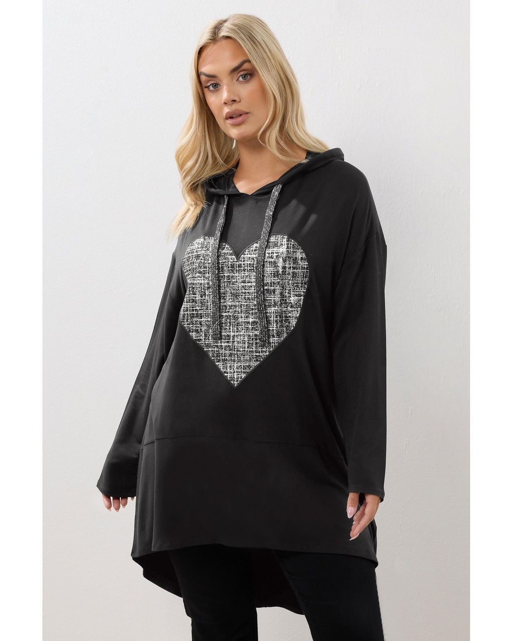 Yours Black Heart Longline Hoodie