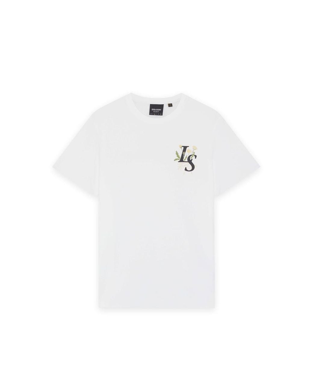Lyle & Scott White Dandelion Script Graphic T-Shirt for men