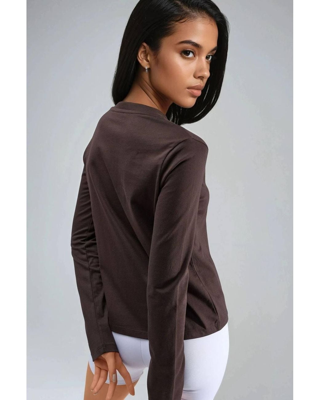 Busem Black Long Sleeve Crew Neck Basic Blouse
