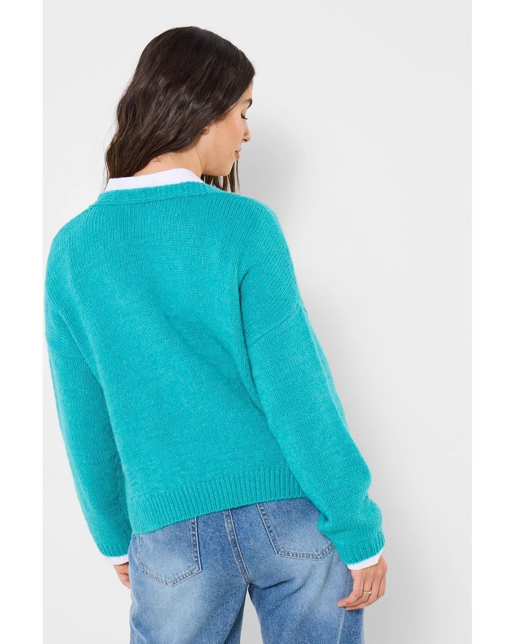 Joe Browns Blue Button Front Long Sleeve V-Neck Cardigan