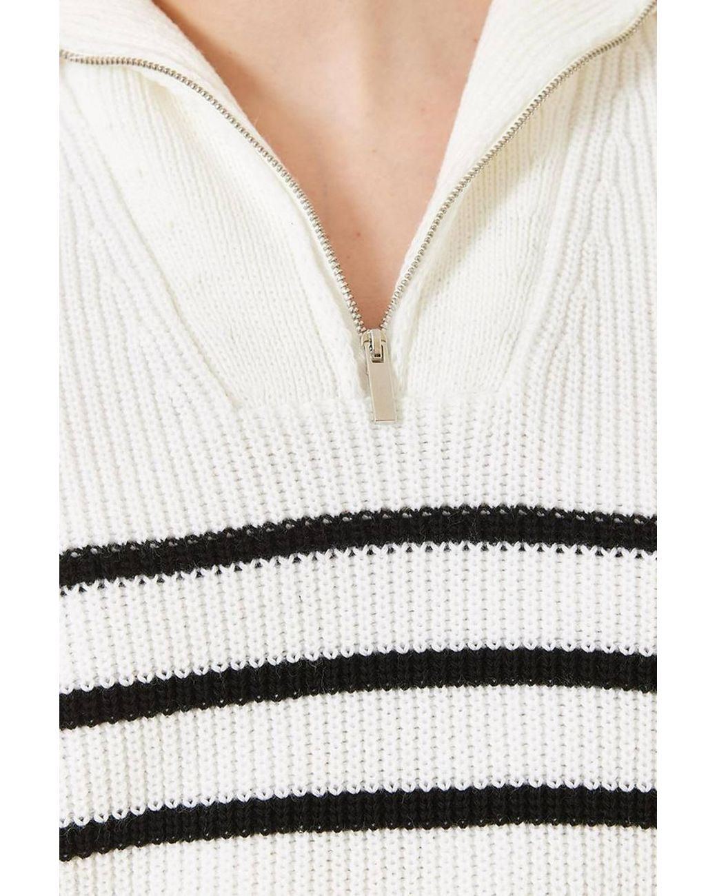 Bianco Lucci Blue Striped Knitwear Sweater Vest With Zipper Collar