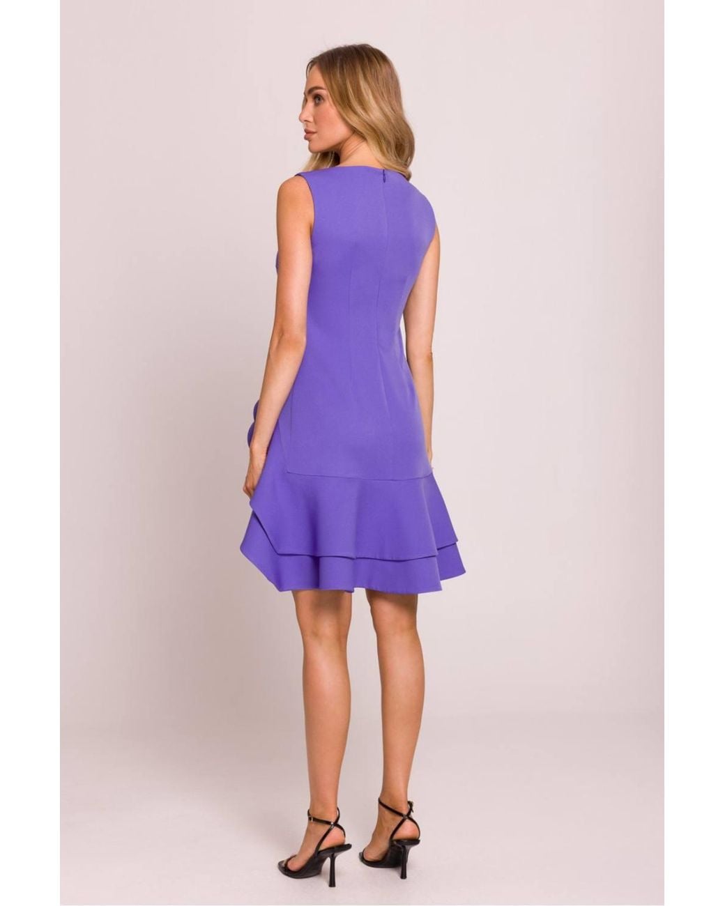 Love Lace Purple Asymmetric Round Neck Sleeveless Dress With Side Slit