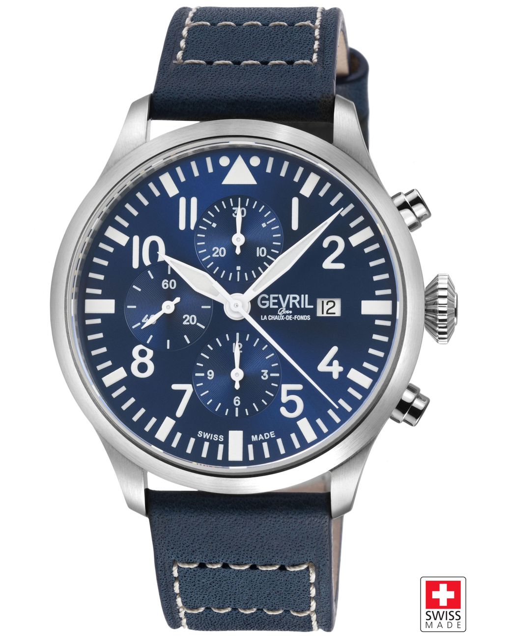 Gevril Gray Vaughn, Swiss Automatic Watch, Dial, Italian Leather, & Sapphire Crystal for men