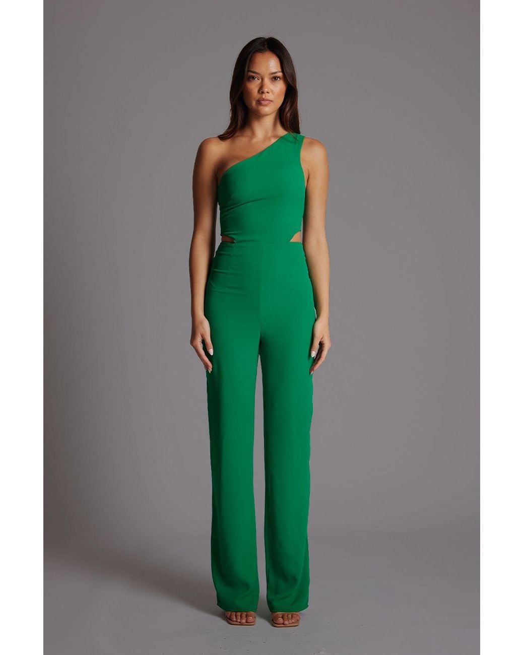 Vesper Green One Shoulder Wide Leg Jumpsuit