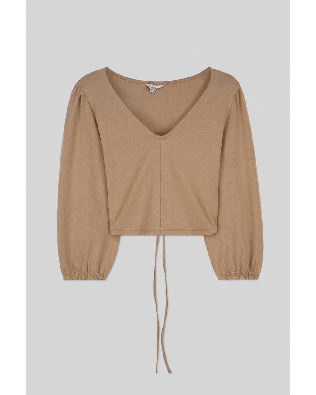 Enorsia Green Ruched Long Sleeve Crop Top
