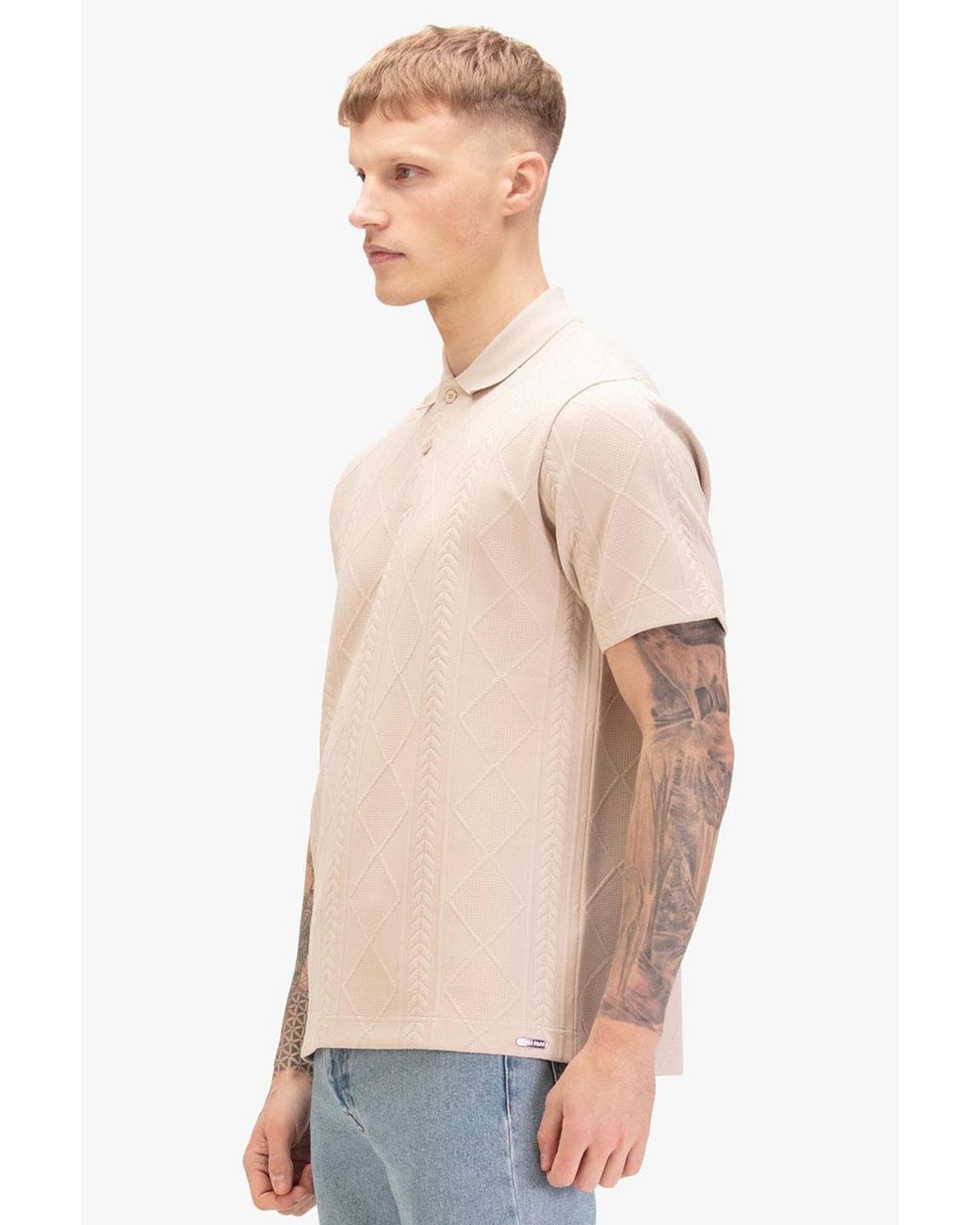 Luke 1977 Natural La Fe Textured Knit Polo for men