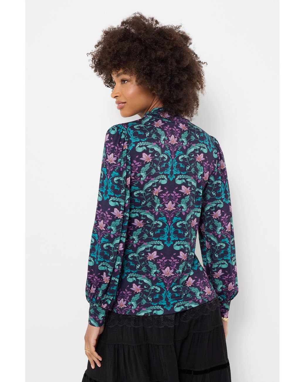 Joe Browns Blue High Neck Mirror Print Jersey Top