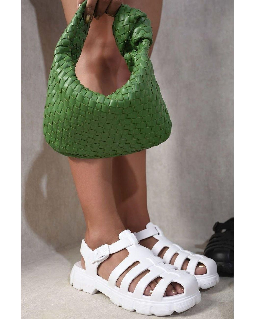 IKRUSH Gray Janelle Summer Round Toe Strappy Chunky Sandals