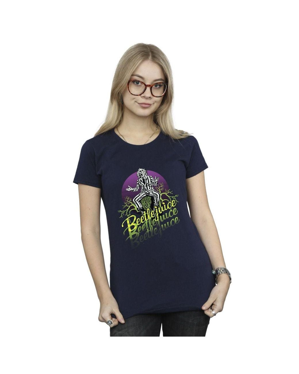 Beetlejuice Blue Circle Cotton T-Shirt