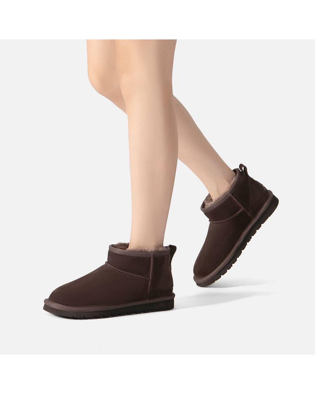 EverAu Australia Brown Real Sheepskin Finch Ultra Mini Classic Boots With Eva Sole